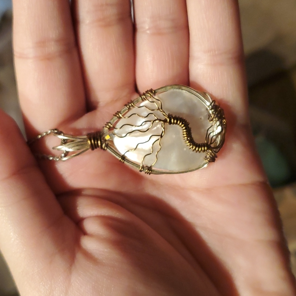 Mother of Pearl Wire Wrapped Necklace